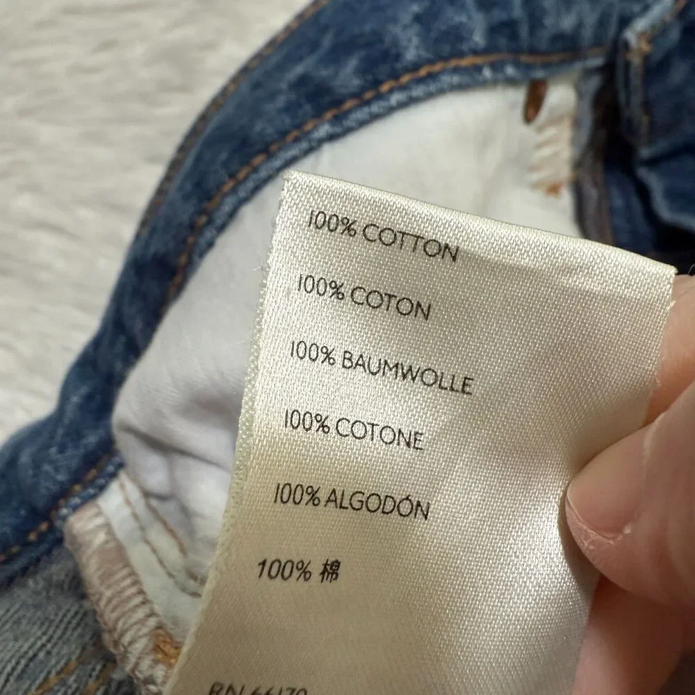 Women We The Free Distressed High Rise Denim Short in Light Wash Blue Size 28